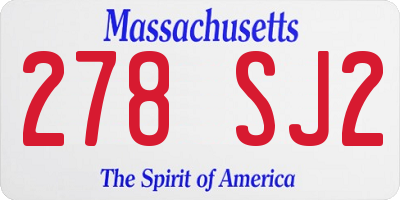 MA license plate 278SJ2