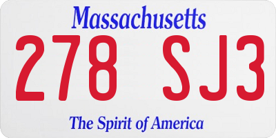 MA license plate 278SJ3