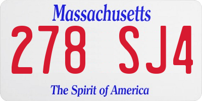 MA license plate 278SJ4
