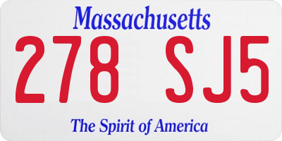 MA license plate 278SJ5