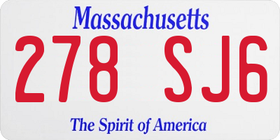 MA license plate 278SJ6