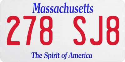 MA license plate 278SJ8