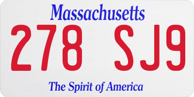 MA license plate 278SJ9