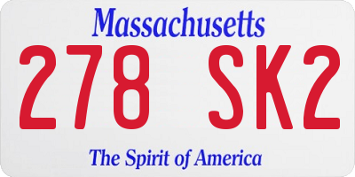 MA license plate 278SK2