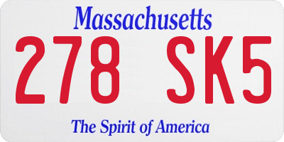 MA license plate 278SK5