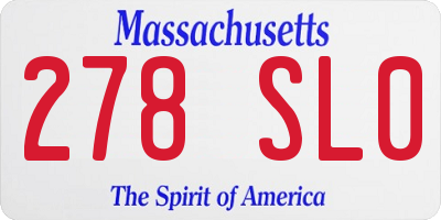 MA license plate 278SL0