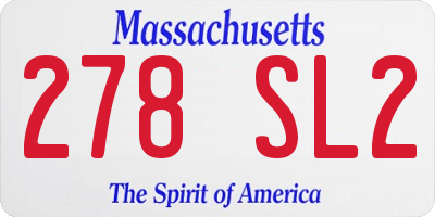 MA license plate 278SL2