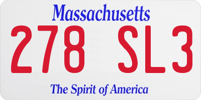 MA license plate 278SL3