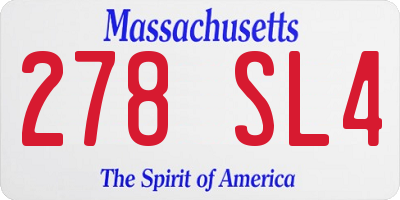 MA license plate 278SL4