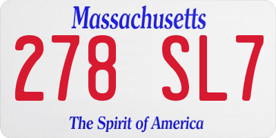 MA license plate 278SL7