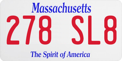 MA license plate 278SL8