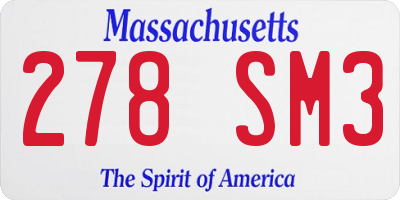 MA license plate 278SM3