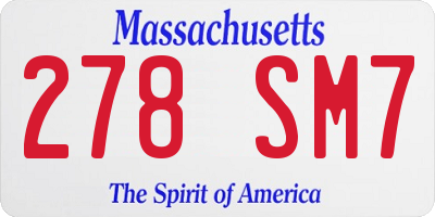 MA license plate 278SM7