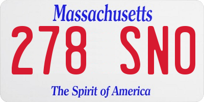 MA license plate 278SN0