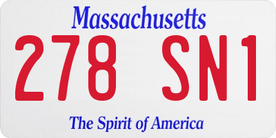 MA license plate 278SN1