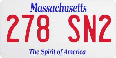 MA license plate 278SN2
