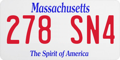 MA license plate 278SN4