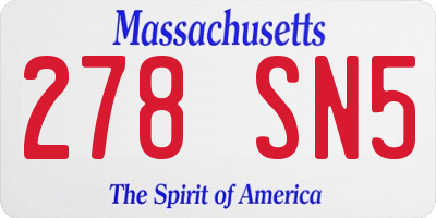 MA license plate 278SN5