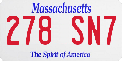 MA license plate 278SN7