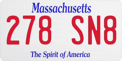 MA license plate 278SN8