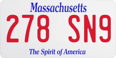 MA license plate 278SN9