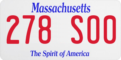 MA license plate 278SO0
