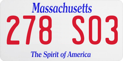 MA license plate 278SO3