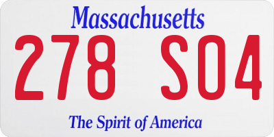 MA license plate 278SO4