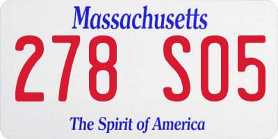 MA license plate 278SO5