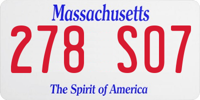 MA license plate 278SO7