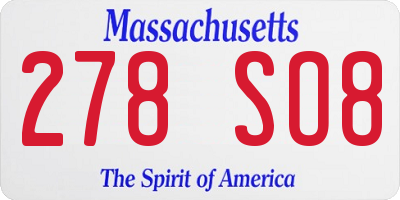 MA license plate 278SO8