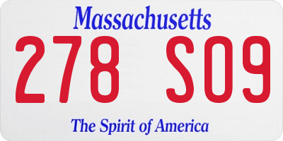 MA license plate 278SO9