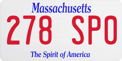 MA license plate 278SP0