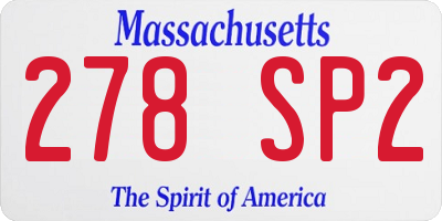 MA license plate 278SP2