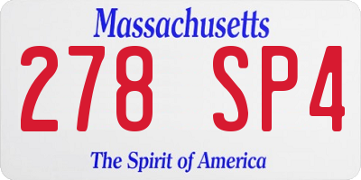 MA license plate 278SP4