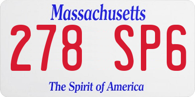 MA license plate 278SP6