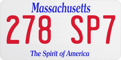 MA license plate 278SP7