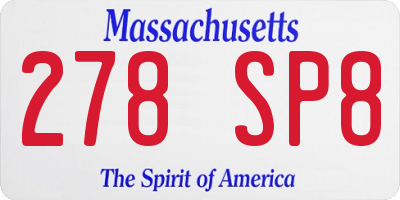 MA license plate 278SP8