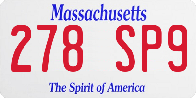 MA license plate 278SP9