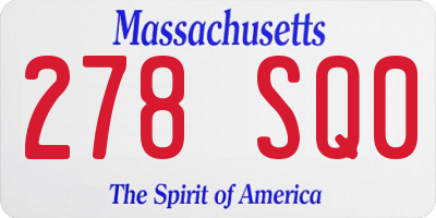 MA license plate 278SQ0