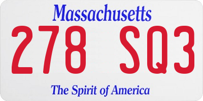 MA license plate 278SQ3