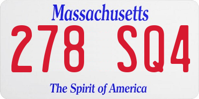 MA license plate 278SQ4