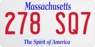 MA license plate 278SQ7