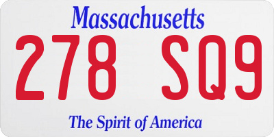 MA license plate 278SQ9