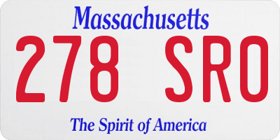 MA license plate 278SR0