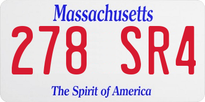 MA license plate 278SR4
