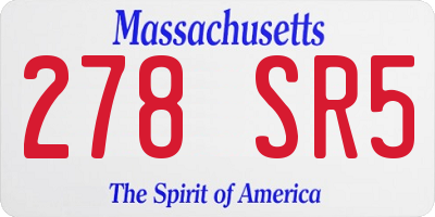 MA license plate 278SR5