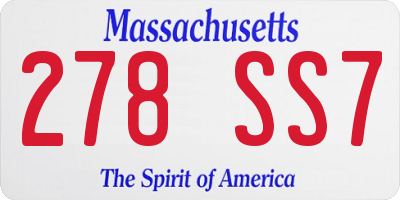 MA license plate 278SS7