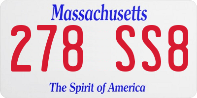 MA license plate 278SS8