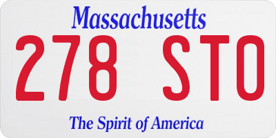 MA license plate 278ST0